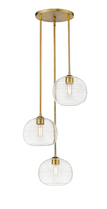 Z-Lite Harmony 20" 3-Light Olde Brass Pendant Light With Clear Glass Shade