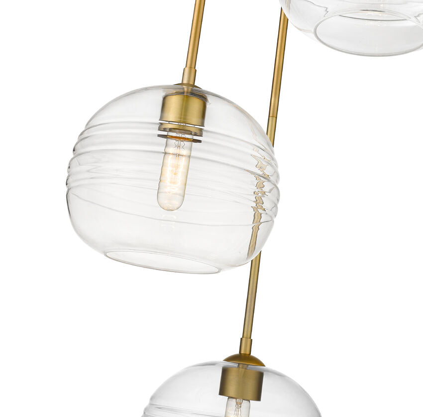 Z-Lite Harmony 20" 3-Light Olde Brass Pendant Light With Clear Glass Shade