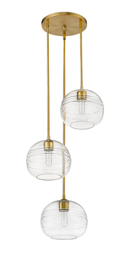 Z-Lite Harmony 20" 3-Light Olde Brass Pendant Light With Clear Glass Shade