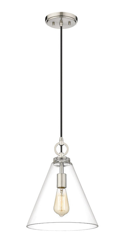 Z-Lite Harper 12" 1-Light Brushed Nickel Pendant Light With Clear Glass Shade