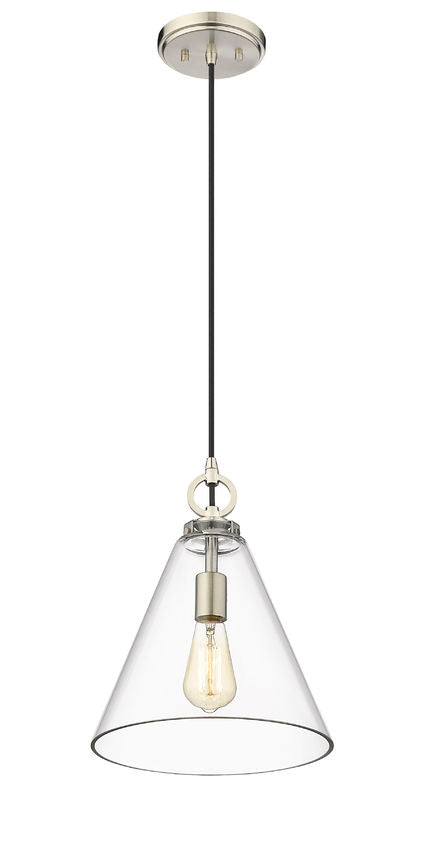 Z-Lite Harper 12" 1-Light Brushed Nickel Pendant Light With Clear Glass Shade