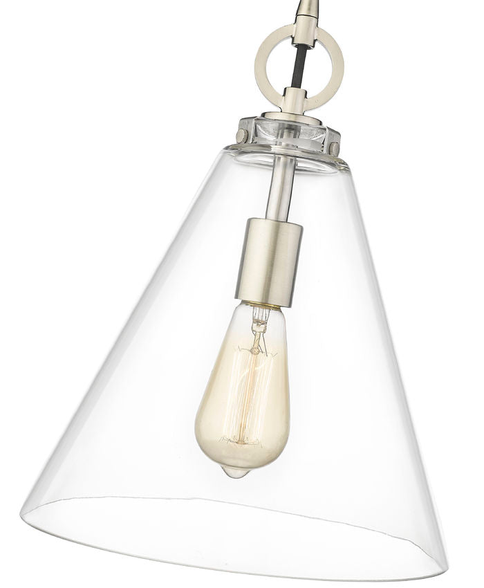 Z-Lite Harper 12" 1-Light Brushed Nickel Pendant Light With Clear Glass Shade