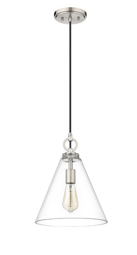Z-Lite Harper 12" 1-Light Brushed Nickel Pendant Light With Clear Glass Shade