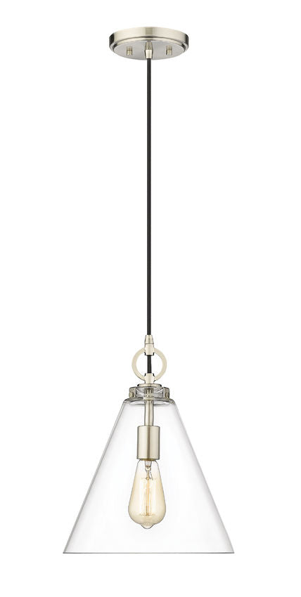 Z-Lite Harper 12" 1-Light Brushed Nickel Pendant Light With Clear Glass Shade