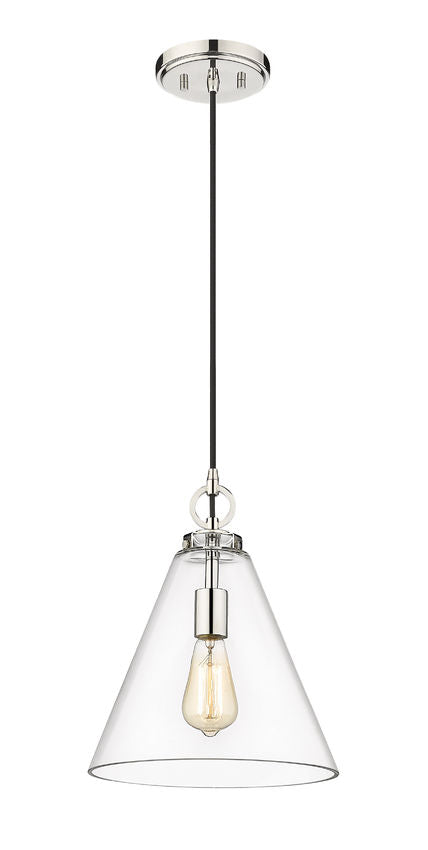 Z-Lite Harper 12" 1-Light Polished Nickel Pendant Light With Clear Glass Shade