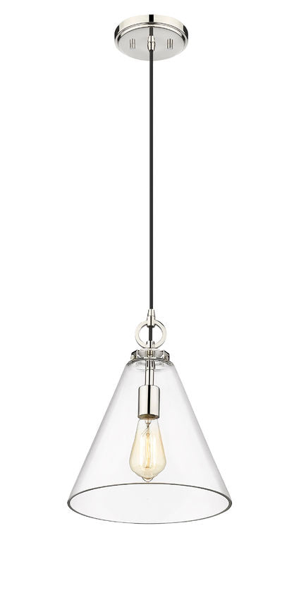 Z-Lite Harper 12" 1-Light Polished Nickel Pendant Light With Clear Glass Shade