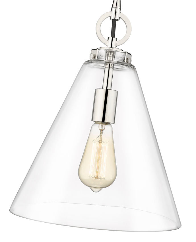 Z-Lite Harper 12" 1-Light Polished Nickel Pendant Light With Clear Glass Shade