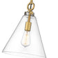 Z-Lite Harper 12" 1-Light Rubbed Brass Pendant Light With Clear Glass Shade