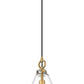 Z-Lite Harper 12" 1-Light Rubbed Brass Pendant Light With Clear Glass Shade