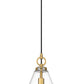 Z-Lite Harper 12" 1-Light Rubbed Brass Pendant Light With Clear Glass Shade