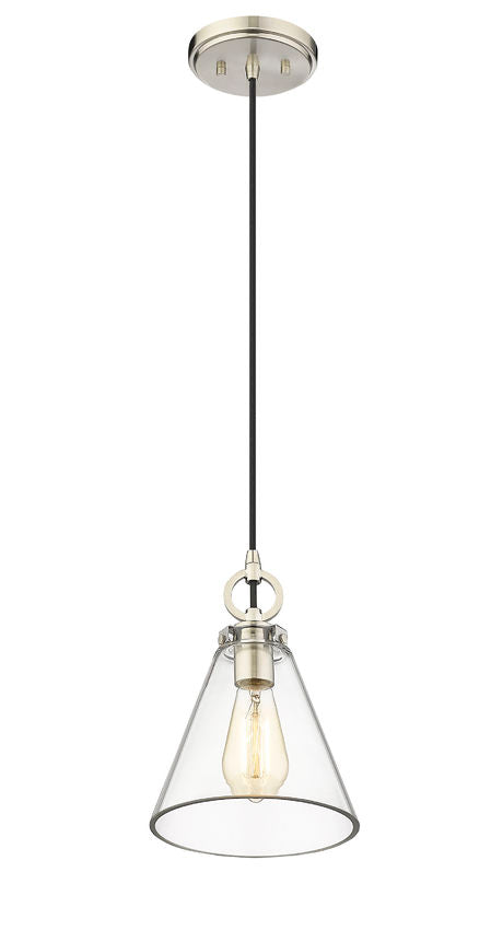 Z-Lite Harper 8" 1-Light Brushed Nickel Pendant Light With Clear Glass Shade