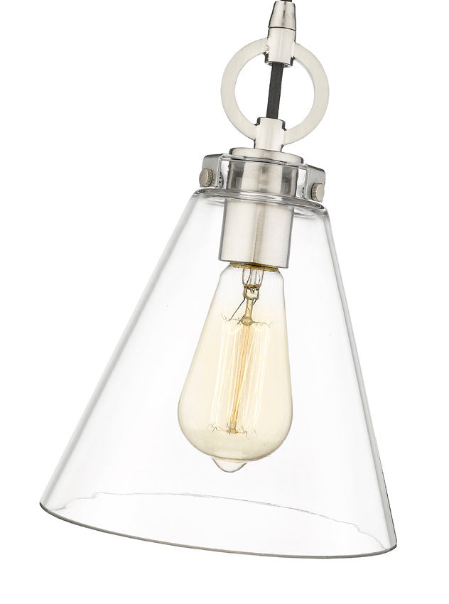 Z-Lite Harper 8" 1-Light Brushed Nickel Pendant Light With Clear Glass Shade