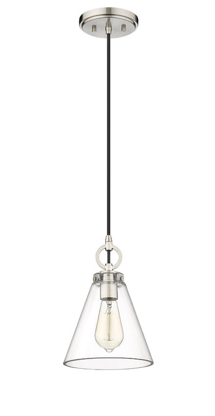 Z-Lite Harper 8" 1-Light Brushed Nickel Pendant Light With Clear Glass Shade