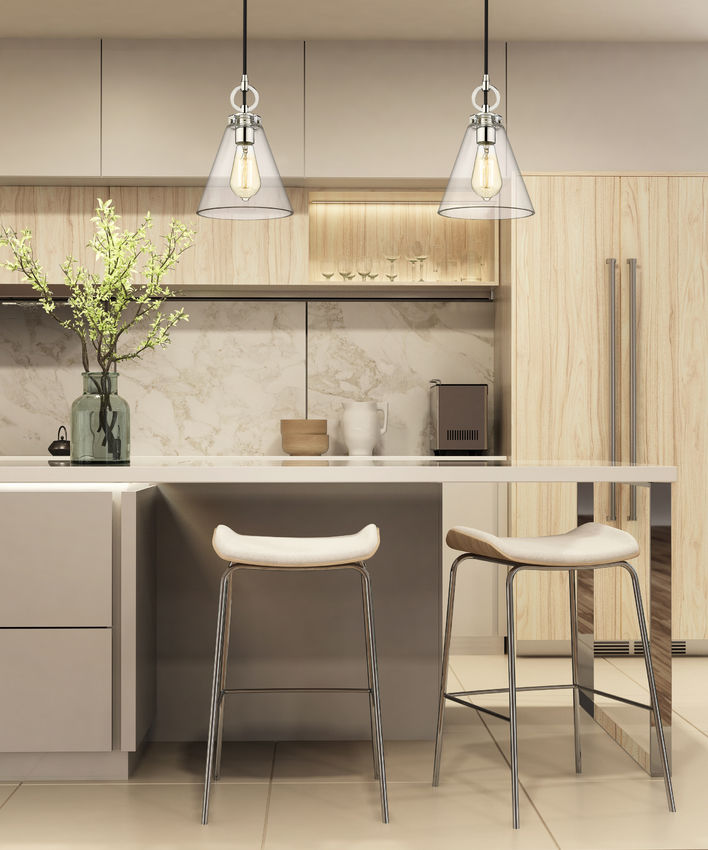 Z-Lite Harper 8" 1-Light Brushed Nickel Pendant Light With Clear Glass Shade