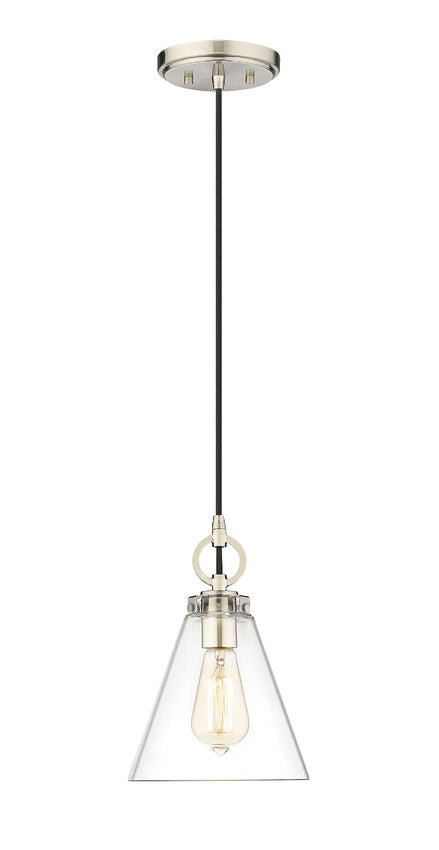Z-Lite Harper 8" 1-Light Brushed Nickel Pendant Light With Clear Glass Shade