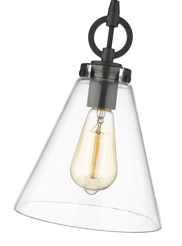Z-Lite Harper 8" 1-Light Matte Black Pendant Light With Clear Glass Shade