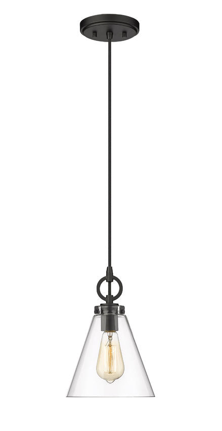 Z-Lite Harper 8" 1-Light Matte Black Pendant Light With Clear Glass Shade
