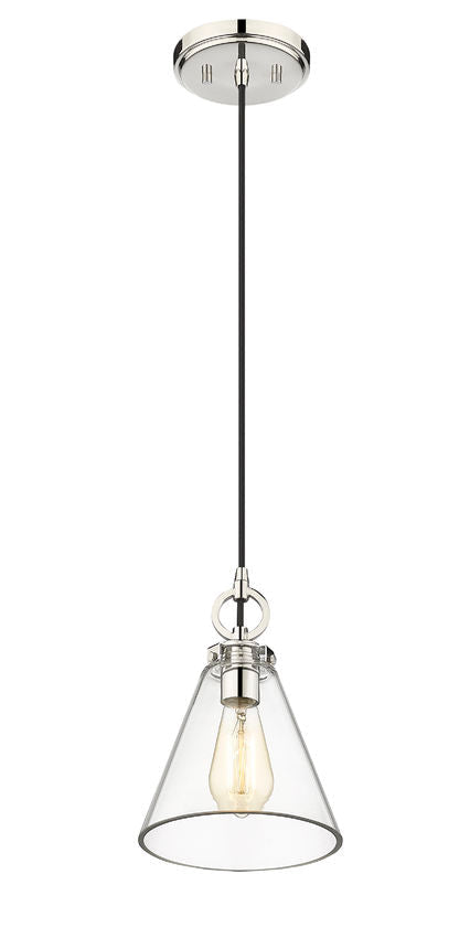 Z-Lite Harper 8" 1-Light Polished Nickel Pendant Light With Clear Glass Shade