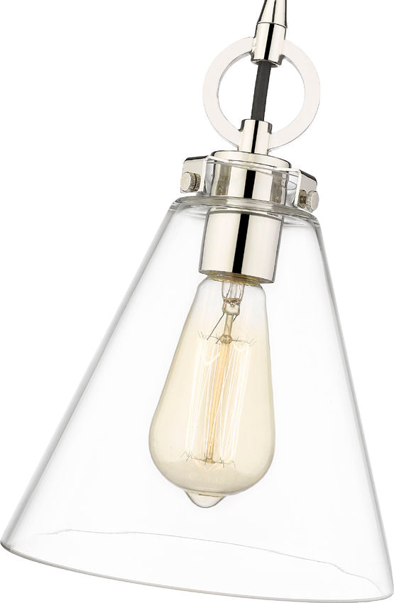 Z-Lite Harper 8" 1-Light Polished Nickel Pendant Light With Clear Glass Shade