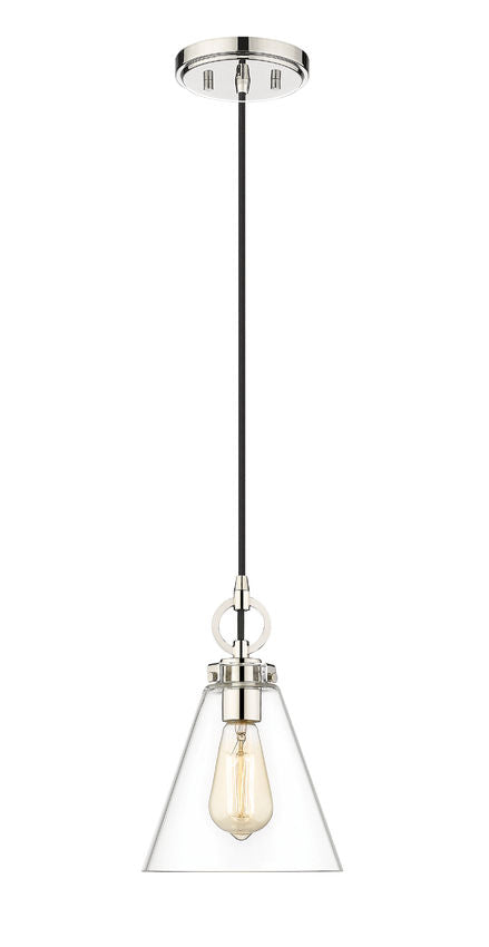 Z-Lite Harper 8" 1-Light Polished Nickel Pendant Light With Clear Glass Shade