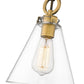 Z-Lite Harper 8" 1-Light Rubbed Brass Pendant Light With Clear Glass Shade