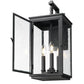 Z-Lite Hartwell 3-Light Candelabra Sand Black Aluminum Frame Clear Seedy Glass Shade Outdoor Wall Light