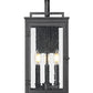 Z-Lite Hartwell 3-Light Candelabra Sand Black Aluminum Frame Clear Seedy Glass Shade Outdoor Wall Light