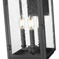 Z-Lite Hartwell 3-Light Candelabra Sand Black Aluminum Frame Clear Seedy Glass Shade Outdoor Wall Light