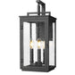 Z-Lite Hartwell 3-Light Candelabra Sand Black Aluminum Frame Clear Seedy Glass Shade Outdoor Wall Light