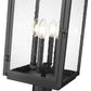 Z-Lite Hartwell 4-Light Candelabra Bulb Base Sand Black Aluminum Clear Seedy Glass Shade Outdoor Post Mounted Fixture