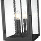 Z-Lite Hartwell 4-Light Candelabra Sand Black Aluminum Frame Clear Seedy Glass Shade Outdoor Chain Mount Ceiling Fixture