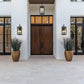 Z-Lite Hartwell 4-Light Candelabra Sand Black Aluminum Frame Clear Seedy Glass Shade Outdoor Chain Mount Ceiling Fixture