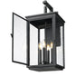 Z-Lite Hartwell 4-Light Candelabra Sand Black Aluminum Frame Clear Seedy Glass Shade Outdoor Wall Light