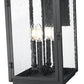 Z-Lite Hartwell 4-Light Candelabra Sand Black Aluminum Frame Clear Seedy Glass Shade Outdoor Wall Light