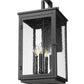 Z-Lite Hartwell 4-Light Candelabra Sand Black Aluminum Frame Clear Seedy Glass Shade Outdoor Wall Light