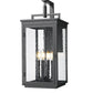 Z-Lite Hartwell 4-Light Candelabra Sand Black Aluminum Frame Clear Seedy Glass Shade Outdoor Wall Light