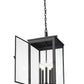 Z-Lite Hartwell 5-Light Candelabra Sand Black Aluminum Frame Clear Seedy Glass Shade Outdoor Chain Mount Ceiling Fixture