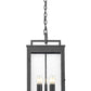 Z-Lite Hartwell 5-Light Candelabra Sand Black Aluminum Frame Clear Seedy Glass Shade Outdoor Chain Mount Ceiling Fixture