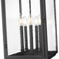 Z-Lite Hartwell 5-Light Candelabra Sand Black Aluminum Frame Clear Seedy Glass Shade Outdoor Chain Mount Ceiling Fixture