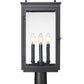 Z-Lite Hartwell 5019PHBR-533PM-BK 4-Light Candelabra Bulb Base Sand Black Aluminum Clear Seedy Glass Shade Outdoor Pier Mounted Fixture