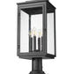 Z-Lite Hartwell 5019PHBR-533PM-BK 4-Light Candelabra Bulb Base Sand Black Aluminum Clear Seedy Glass Shade Outdoor Pier Mounted Fixture