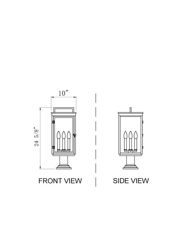 Z-Lite Hartwell 5019PHBR-533PM-BK 4-Light Candelabra Bulb Base Sand Black Aluminum Clear Seedy Glass Shade Outdoor Pier Mounted Fixture