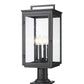 Z-Lite Hartwell 5019PHBR-533PM-BK 4-Light Candelabra Bulb Base Sand Black Aluminum Clear Seedy Glass Shade Outdoor Pier Mounted Fixture