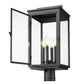 Z-Lite Hartwell 5019PHBR-BK 4-Light Candelabra Bulb Base Sand Black Aluminum Clear Seedy Glass Shade Outdoor Post Mount Fixture