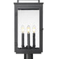 Z-Lite Hartwell 5019PHBR-BK 4-Light Candelabra Bulb Base Sand Black Aluminum Clear Seedy Glass Shade Outdoor Post Mount Fixture