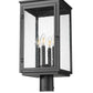 Z-Lite Hartwell 5019PHBR-BK 4-Light Candelabra Bulb Base Sand Black Aluminum Clear Seedy Glass Shade Outdoor Post Mount Fixture