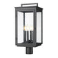 Z-Lite Hartwell 5019PHBR-BK 4-Light Candelabra Bulb Base Sand Black Aluminum Clear Seedy Glass Shade Outdoor Post Mount Fixture