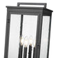 Z-Lite Hartwell 5019PHBS-536P-BK 4-Light Candelabra Bulb Base Sand Black Aluminum Clear Seedy Glass Shade Outdoor Post Mounted Fixture