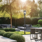 Z-Lite Hartwell 5019PHBS-536P-BK 4-Light Candelabra Bulb Base Sand Black Aluminum Clear Seedy Glass Shade Outdoor Post Mounted Fixture