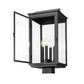 Z-Lite Hartwell 5019PHBS-BK 4-Light Candelabra Bulb Base Sand Black Aluminum Clear Seedy Glass Shade Outdoor Post Mount Fixture